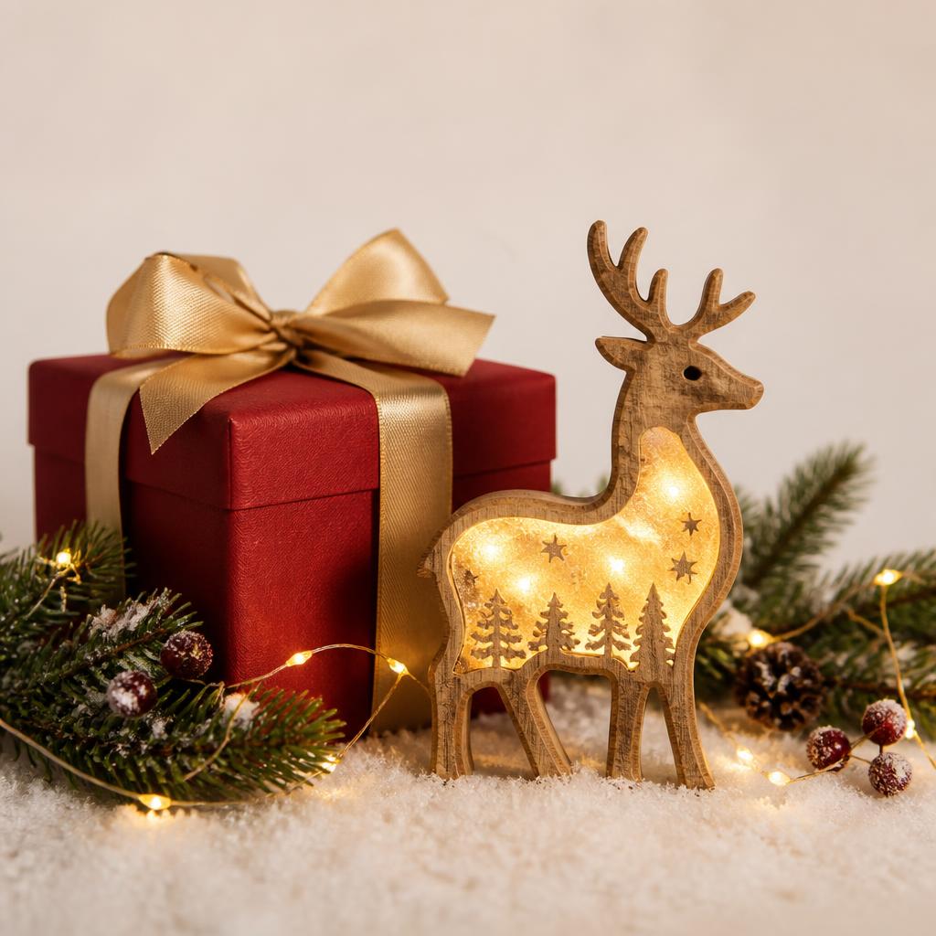 MerryRein red and gold Christmas gift wrapping